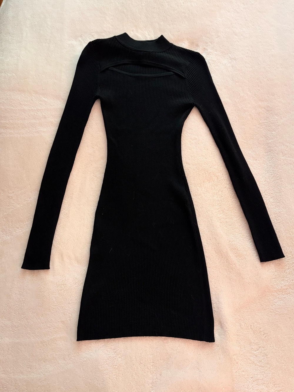 Mock Neck Peekaboo Sweater Dress (S)